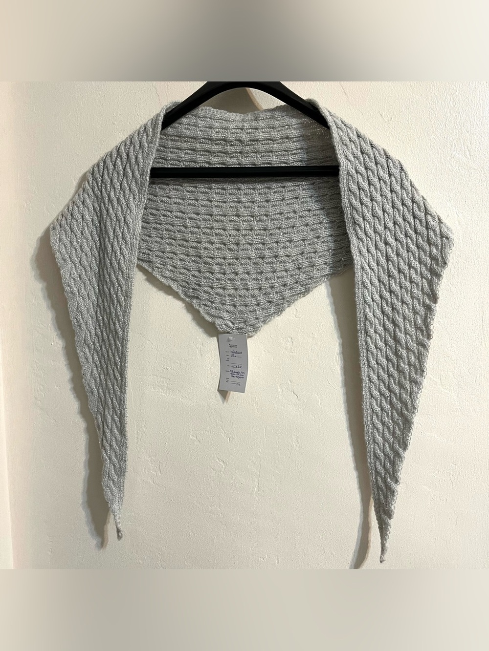Light Gray Sparkling Knit Triangle Shawl Wrap